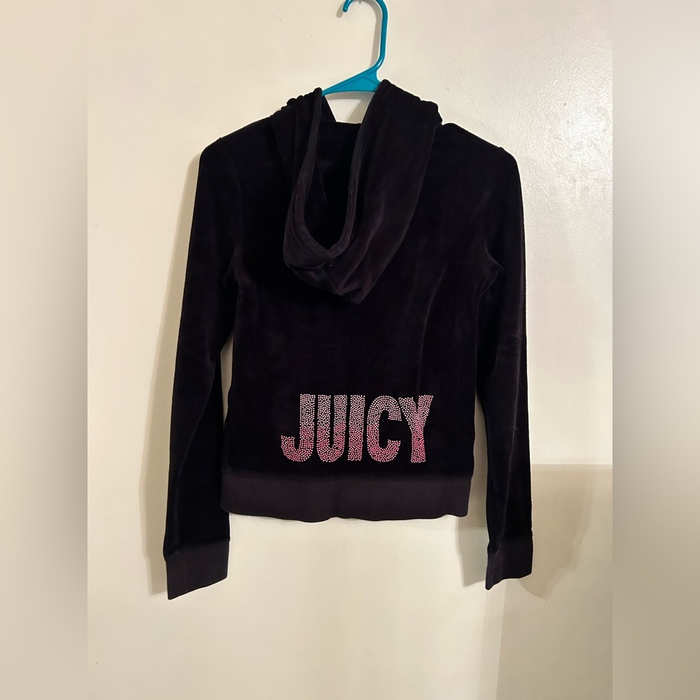Juicy Couture Women’s Sweatshirt Velour Full Zip Up Black Size Small RARE